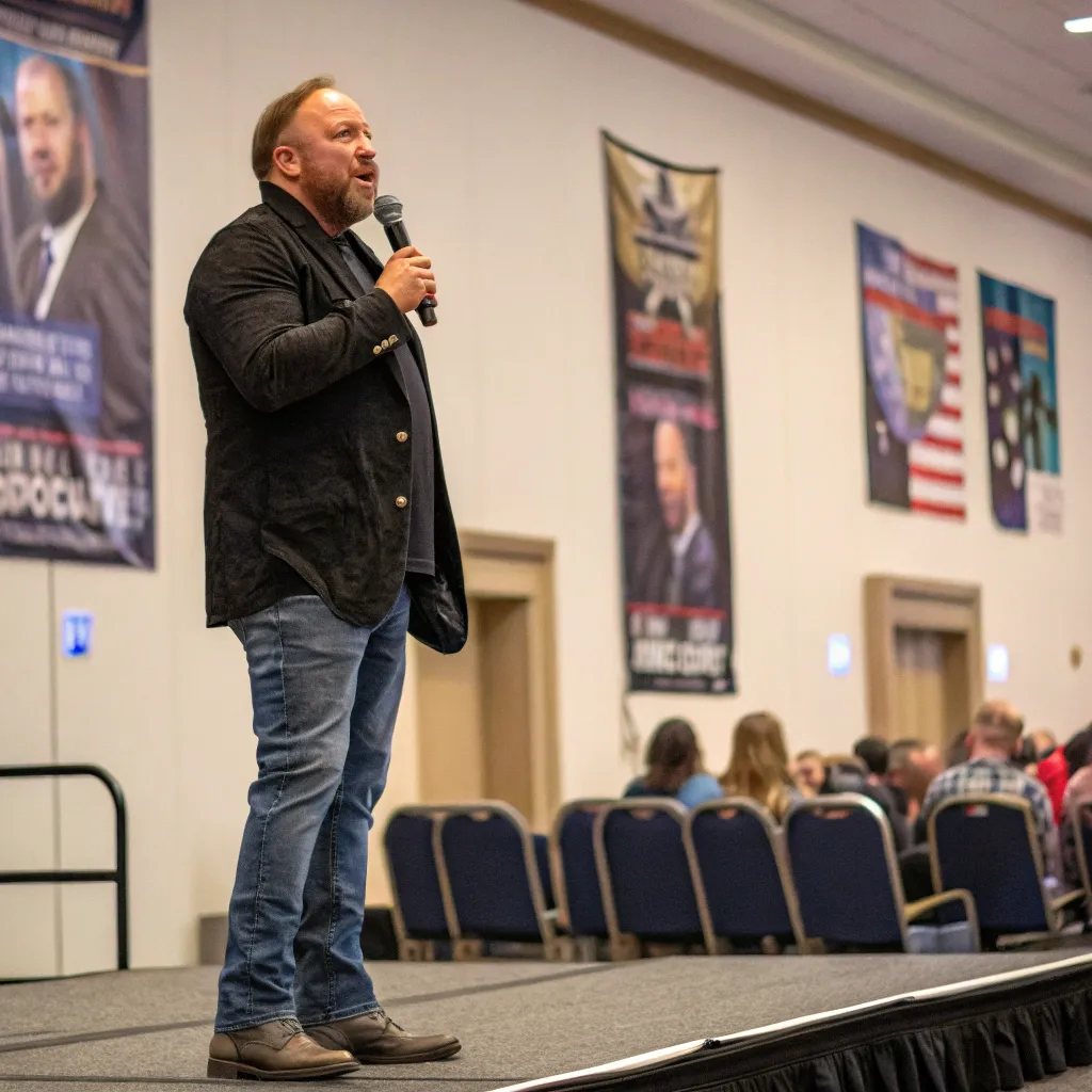 Alex Jones at a conference